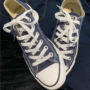 Converse Navy Canvas Sneakers with White Accents